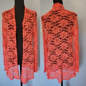 Chris and Carol Lace Cover-up Overlay Cardigan Red Large
